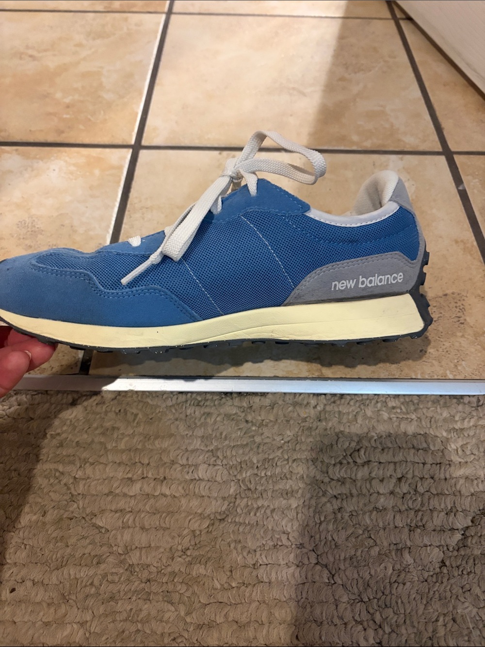 New Balance 327 Blue Casual Retro Runner Sneakers - White Accent - Picture 5 of 13